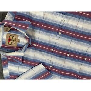 Larry Mahan Cowboy Collection Men's Button-Up Shirt XL -Plaid Red White and Blue